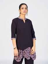 Deep Plum Leaf Appliqué Kurta Set – Imported fabric